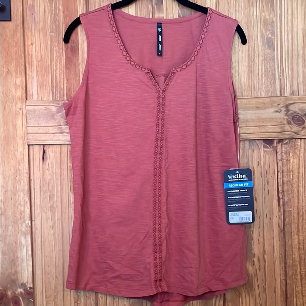 Kuhl Rust/Clay sleeveless tank top with scoop neck and casual style